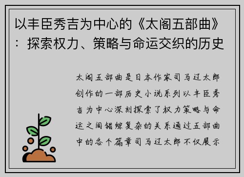 以丰臣秀吉为中心的《太阁五部曲》：探索权力、策略与命运交织的历史传奇